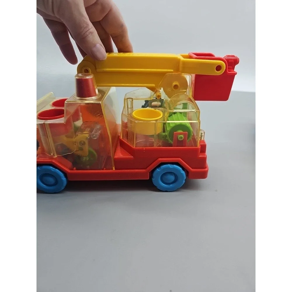 Playskool Vintage Go Go Gears Fire Truck Loader Push and Go 1988 Lot PRESS Clear